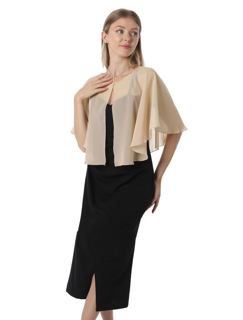 Hotshawl كابليت شيفون هوتشول للنساء - أغطية ووشاح ناعمة لفستان المساء وزفاف (شمبانيا) - Image 3